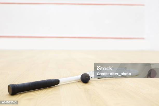 Squash Racket And Ball Stock Photo - Download Image Now - Active Lifestyle, Black Color, Circle