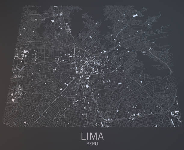 istock Map of Lima, satellite view, city, Peru 686543184
