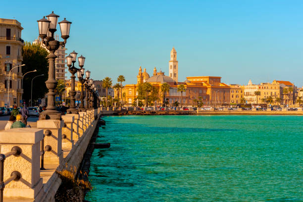 Panoramic view of Bari seafront in the background Basilica San Nicola. Apulia. Bari, Italy - December 8, 2016: Panoramic view of Bari seafront in the background Basilica San Nicola. Apulia. bari photos stock pictures, royalty-free photos & images