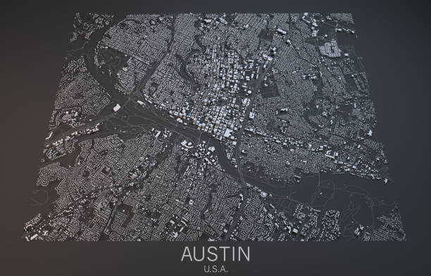 istock Austin map, satellite view, city, Texas, USA 686543864