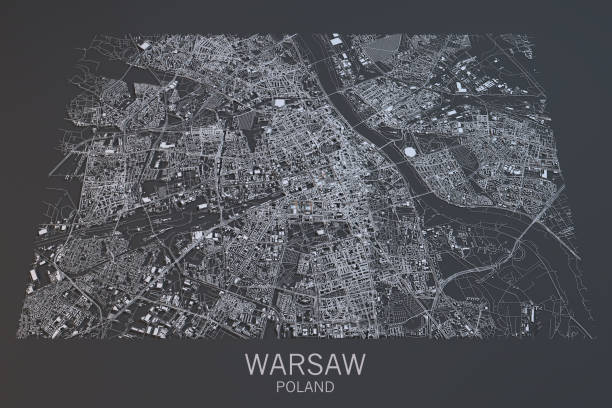 istock Map of Warsaw, satellite view, city, Poland 686545982