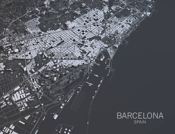 istock Map of  Barcellona satellite view, city, Spain 686546154
