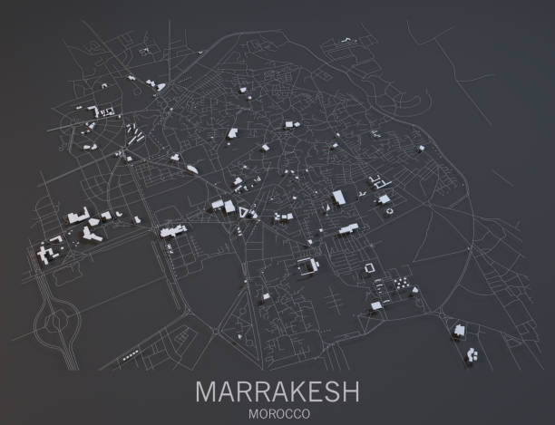istock Map of Marrakesh satellite view, city, Morocco 686546210