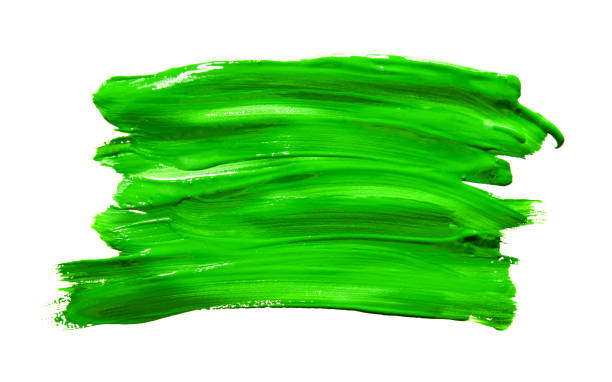 istock Paint brush stroke texture green watercolor isolated on a white 686556062