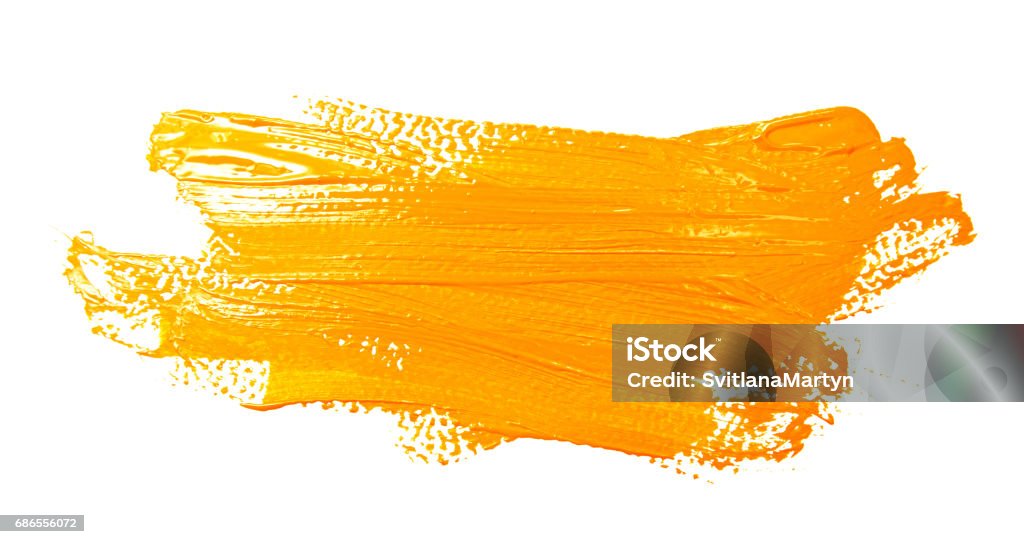 Yellow strokes of the paint brush isolated Ochre strokes of the paint brush isolated on a white Paintbrush Stock Photo