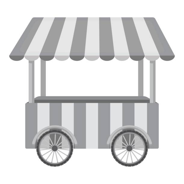 istock Snack cart icon in monochrome style isolated on white background. Circus symbol stock vector illustration. 686563430