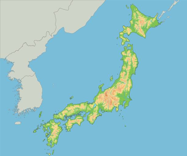 High detailed Japan physical map. High detailed Japan physical map. kanto region stock illustrations