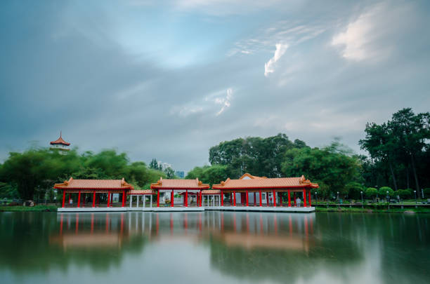 Beautiful morning at Singapore Chinese Garden, a public park in Jurong East, Singapore. Designed by an architect from Taiwan, with concept based on Chinese gardening art.