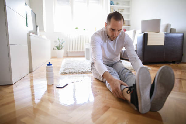 istock Listening to music and training 686575392