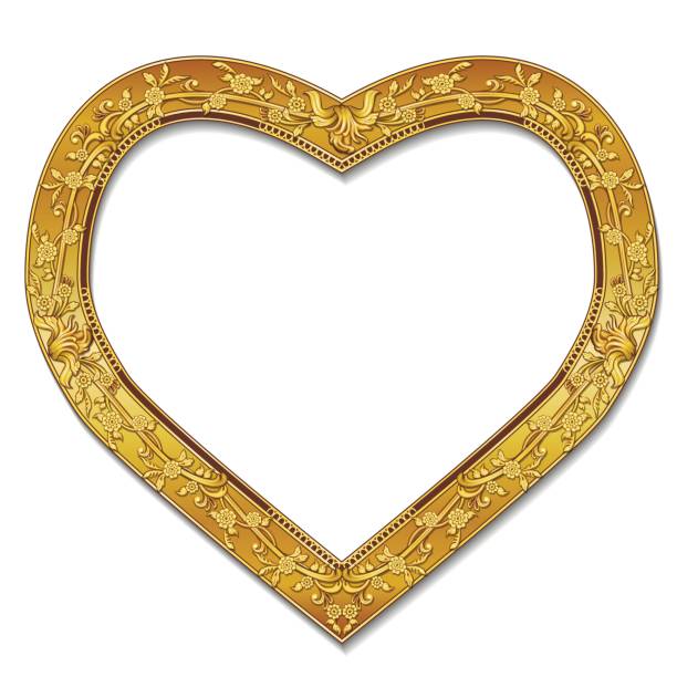 istock frame in the shape of heart gold color with shadow 686585572