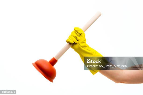 Plunger In Hand Stock Photo - Download Image Now - Arm, Cleaning, Cleaning Equipment