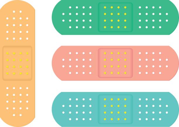 Colorful Sanitary Adhesive Plasters vector art illustration