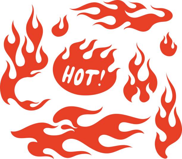 Red flame elements Red fire, old school flame elements, isolated vector illustration hot rod icon stock illustrations