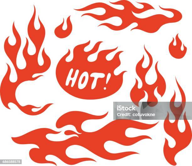 Red Flame Elements Stock Illustration - Download Image Now - Flame, Fire - Natural Phenomenon, Vector