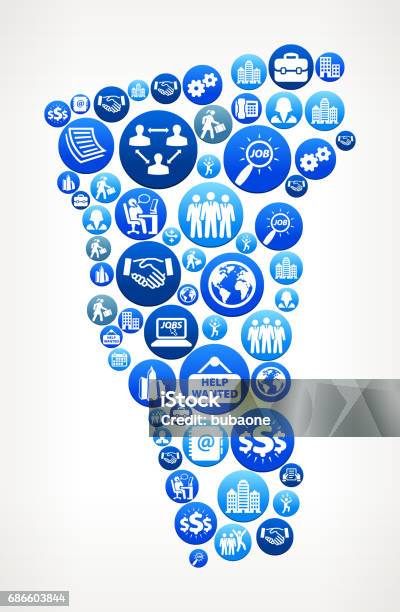 Vermont Work And Employment Blue Vector Button Pattern Stock Illustration - Download Image Now