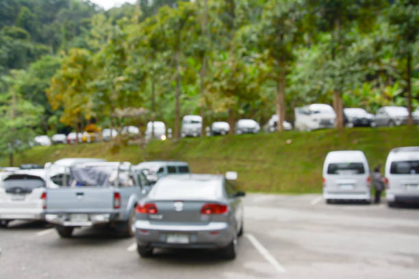 Abstract blur image of outdoor car parking background