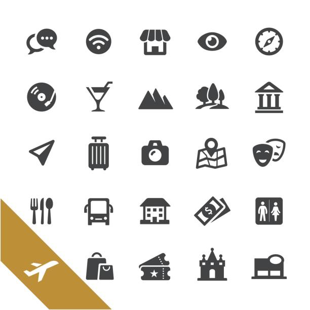 sightseeing-icons - select serie - tour bus stock-grafiken, -clipart, -cartoons und -symbole