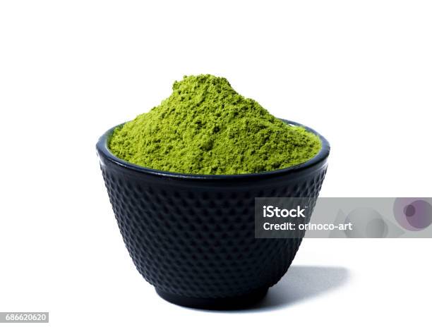 Green Matcha Tea Powder Stock Photo - Download Image Now - Matcha Tea, White Background, White Color