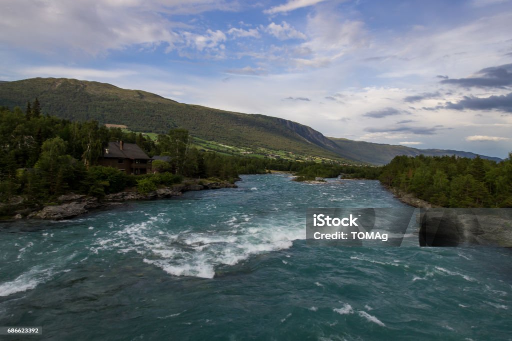 Otta river in Norway Otta river in Oppaland in Norway Bridge - Built Structure Stock Photo