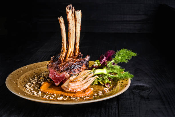 istock Gourmet Main Entree Course Grilled rack of lamb 686623516