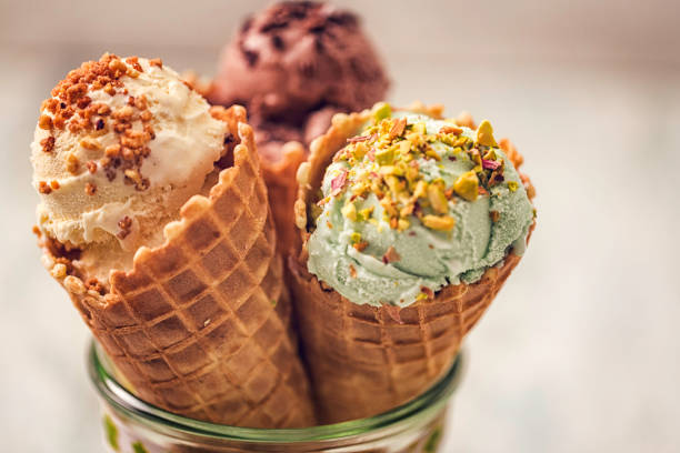 istock Vanilla, Chocolate and Pistachio Ice Cream 686623644