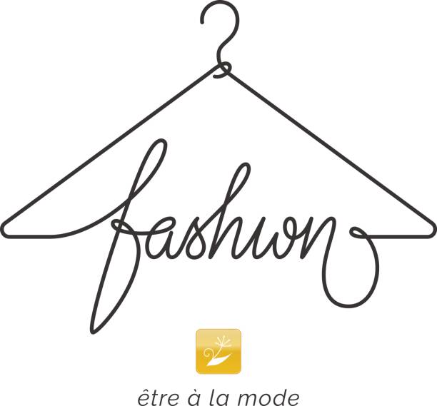 Creative fashion icon design Creative fashion icon design. Vector sign with lettering and hanger symbol. icontype calligraphy haute couture stock illustrations