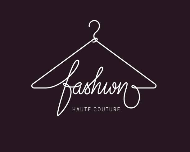 Creative fashion icon design Creative fashion icon design. Vector sign with lettering and hanger symbol. icontype calligraphy haute couture stock illustrations
