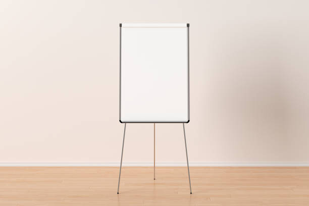 flip-chart em branco em pé - flipchart whiteboard easel chart - fotografias e filmes do acervo