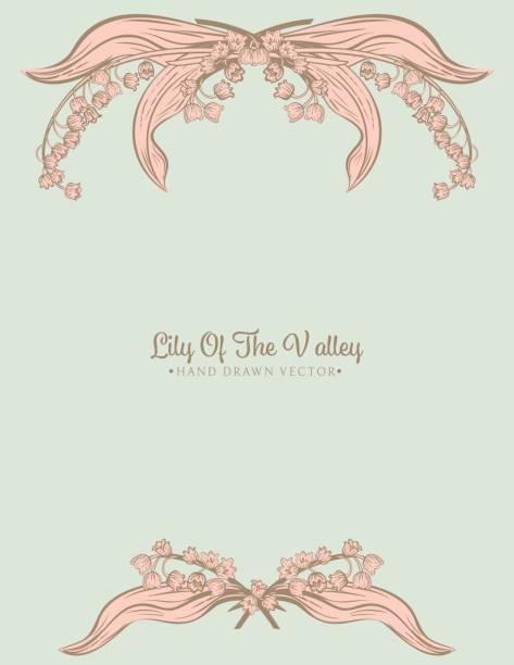 Botanical Lily Of The Valley Invitation Template Botanical Lily Of The Valley Border With copy space. Perfect for a party invitation template. menique lagoon stock illustrations