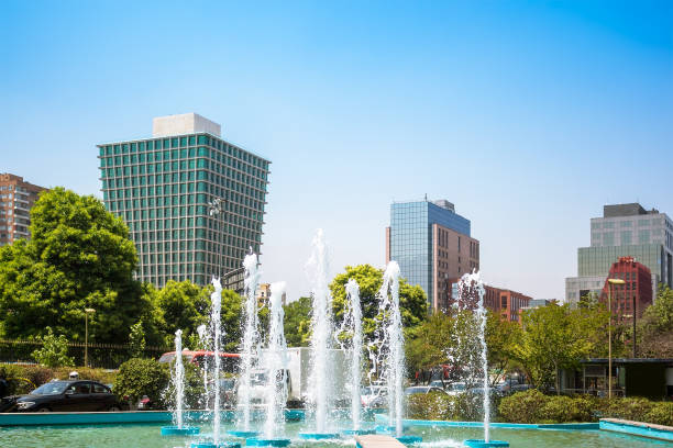 istock Fountain with National Library in Santiago, Chile 686636412