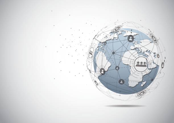 istock Global network connection. World map point and line composition concept of global business. Vector Illustration 686639634