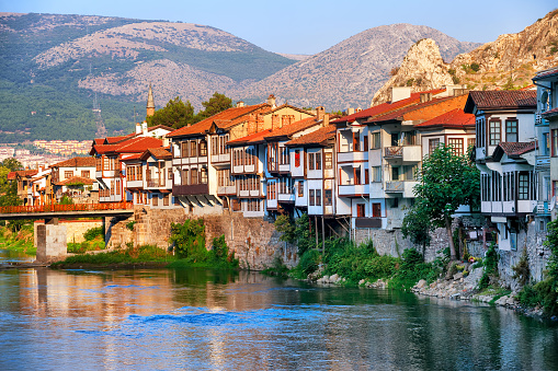 Old town of Amasya, famous for its historical ottoman houses, Central Anatolia, Turkey