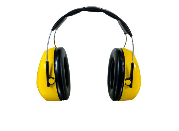 istock Hearing protection yellow ear muffs isolated on white background, with clipping paths 686642748