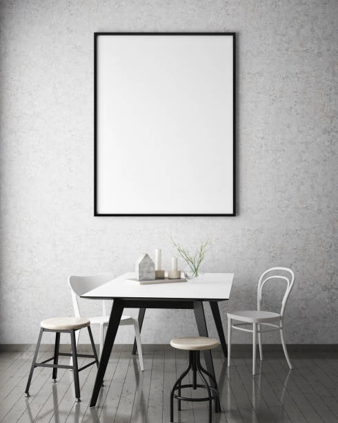 istock mock up poster frame in hipster interior background, scandinavian style, 3D render 686648742