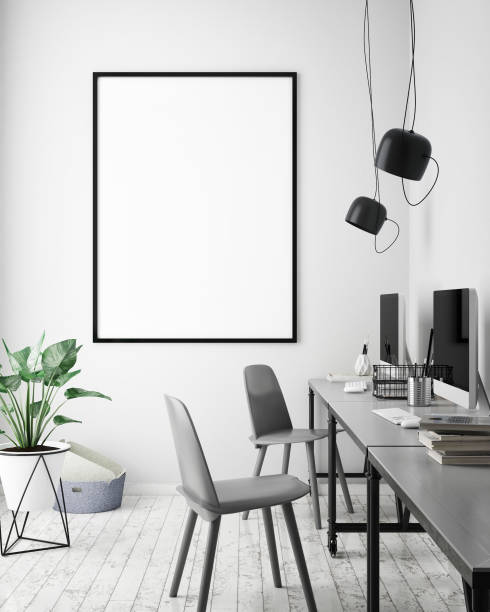 istock mock up poster frame in hipster interior background, scandinavian style, 3D render 686648766