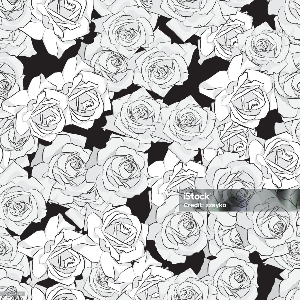 Hoa Hồng Đen Xám Và Trắng Đẹp Hoa Văn Liền Mạch Bàn Tay Thực Vật ...