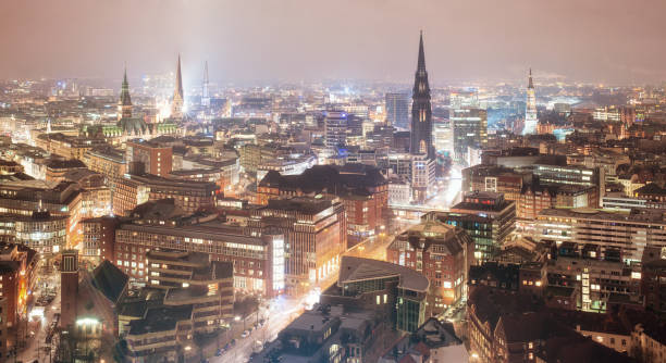 istock Skyline of Hamburg, Germany, at night 686657484