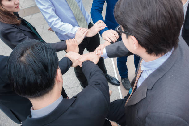 istock Group business make hands were a collaboration concept of teamwork 686657670