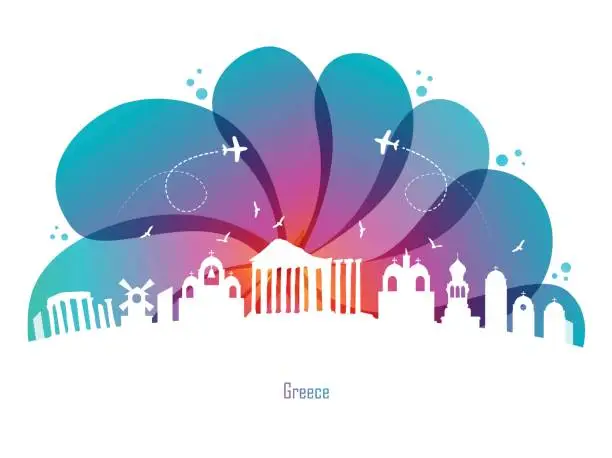 Vector illustration of Colored Drops and Greece