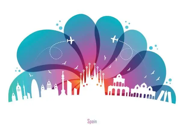 Vector illustration of Colored Drops and Spain