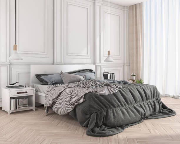 istock 3d rendering blue soft classic bed in classic bedroom 686667478