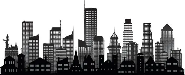 Vector illustration of City (All Buildings Are Separate and Complete)
