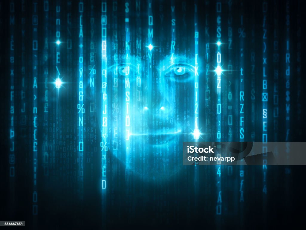 Face In Computer Code Stock Illustration - Download Image Now - Virtual ...