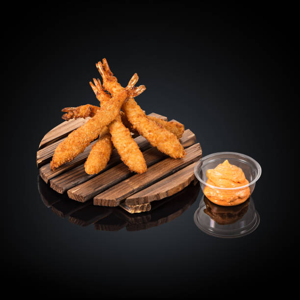 Tiger prawns in batter, spicy sauce