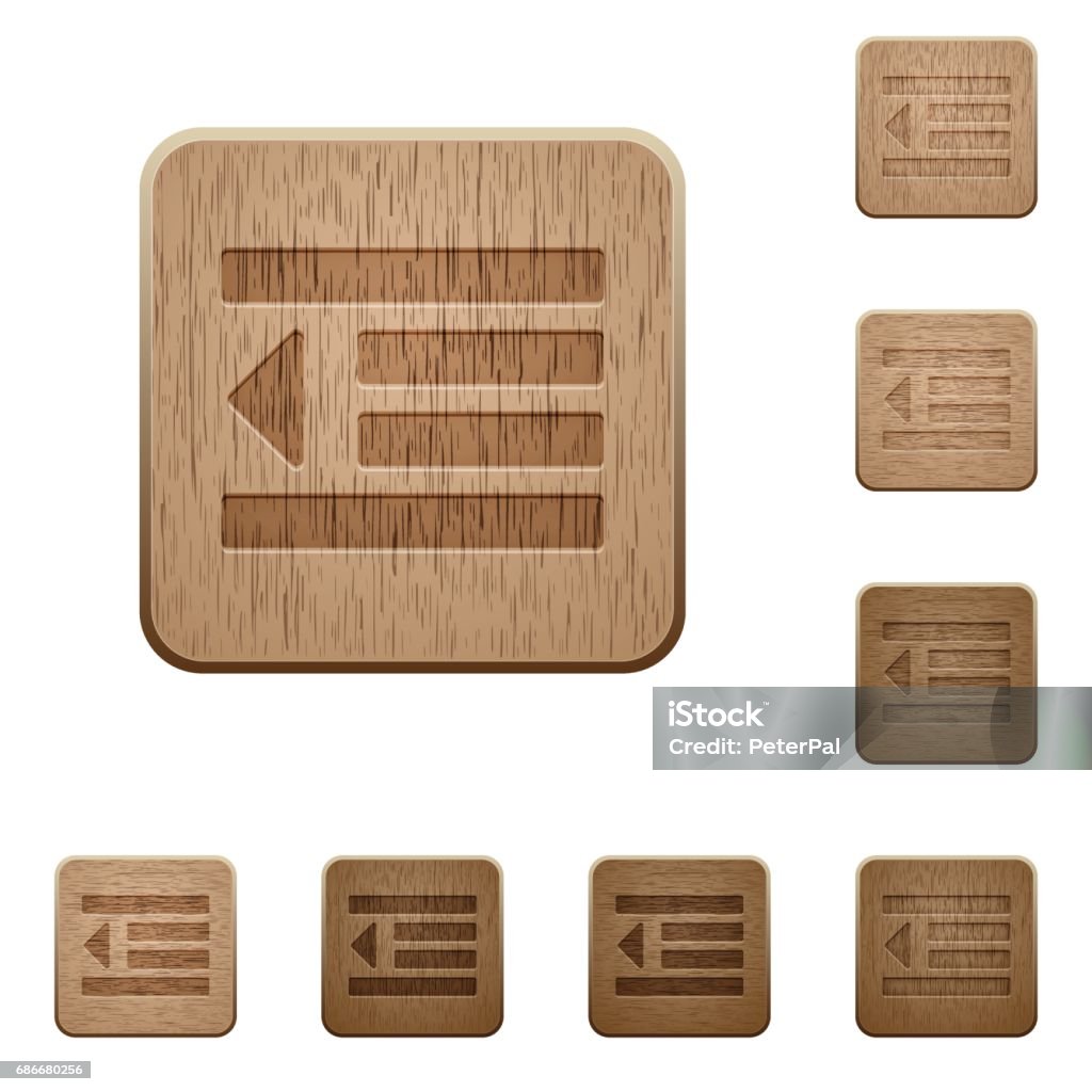 Decrease Text Indent Wooden Buttons Stock Illustration - Download Image ...