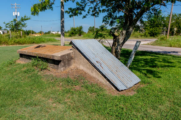 Old Storm Shelter. An Old Storm Cellar or Tornado Shelter in Rural Oklahoma. emergency shelter photos stock pictures, royalty-free photos & images
