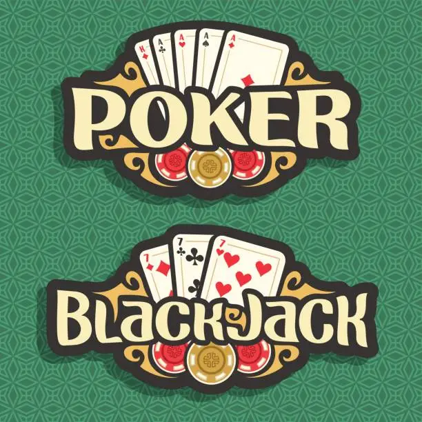 Vector illustration of Vector signs Poker and Black Jack