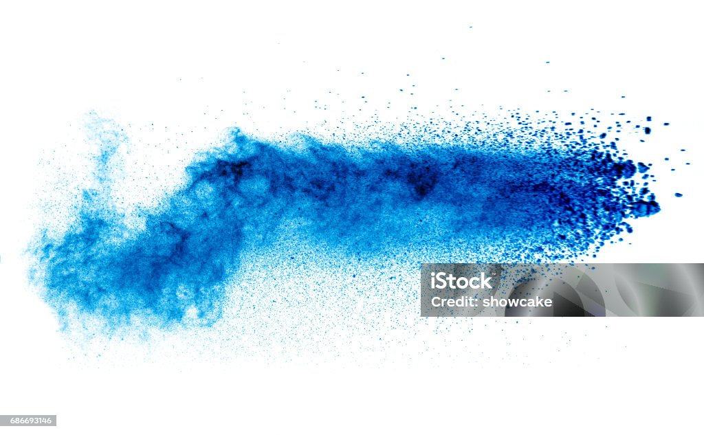 powder explosion isolated on white,Motion blur Blue Stock Photo