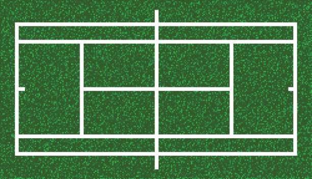 ilustrações de stock, clip art, desenhos animados e ícones de tennis court, lawn grass. vector - tennis court aerial view vector