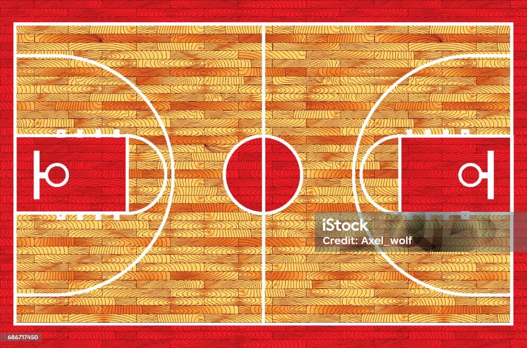 Cancha de baloncesto. Ilustración vectorial realista - arte vectorial de Baloncesto libre de derechos